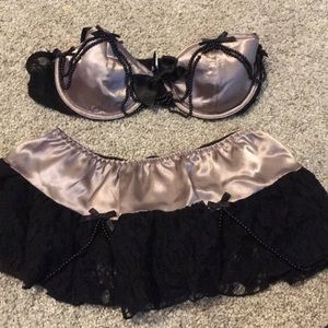 Metallic pink and black lingerie.